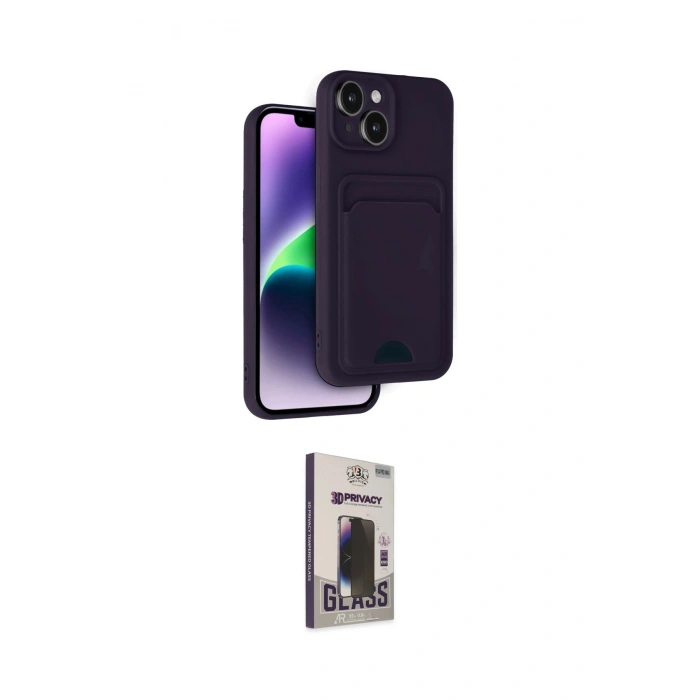 MARSİLYAN™- iPhone 14 Kılıf Vadi Çizgi Prime - Siyah Bilvis Hayalet Cam Ekran Koruyucu