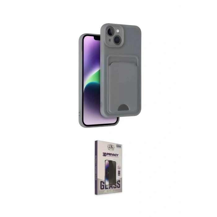 MARSİLYAN™- iPhone 14 Kılıf Vadi Çizgi Prime - Siyah Bilvis Hayalet Cam Ekran Koruyucu