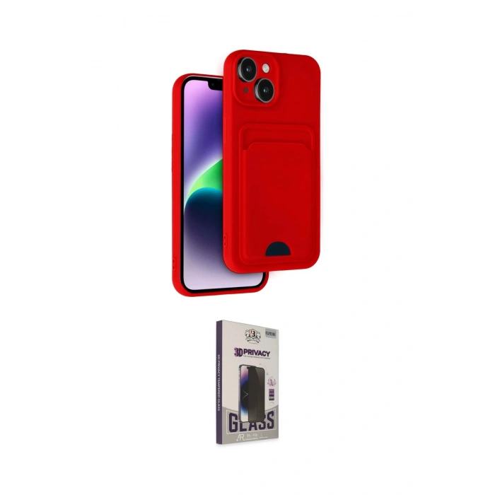 MARSİLYAN™- iPhone 14 Kılıf Vadi Çizgi Prime - Siyah Bilvis Hayalet Cam Ekran Koruyucu