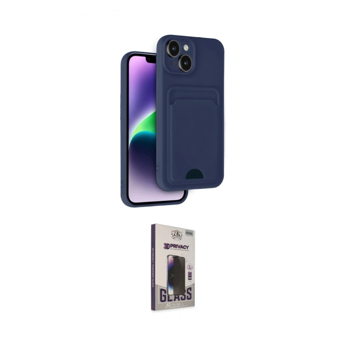 MARSİLYAN™- iPhone 14 Kılıf Vadi Çizgi Prime - Siyah Bilvis Hayalet Cam Ekran Koruyucu