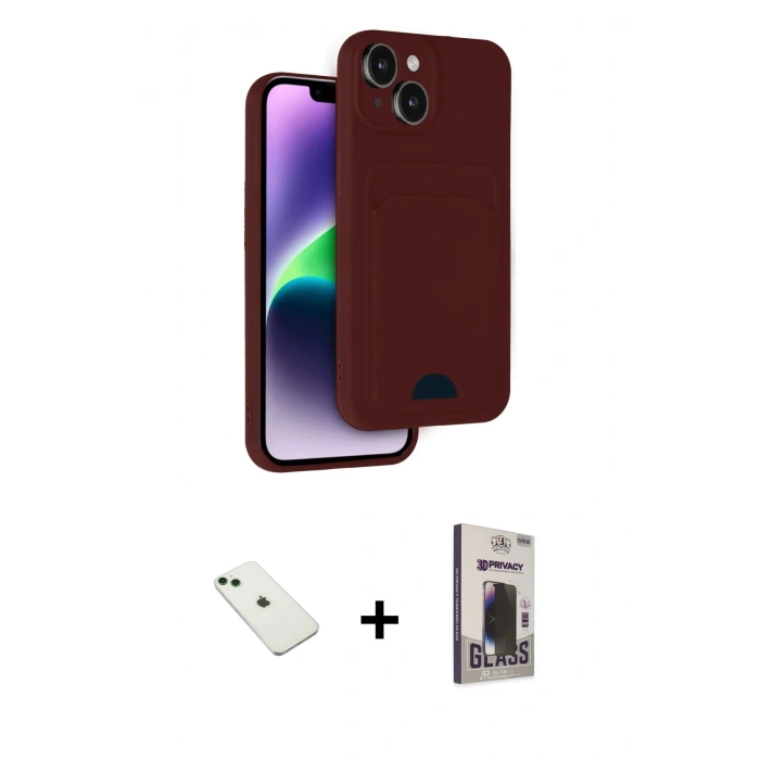 MARSİLYAN™- iPhone 14 Kılıf Vadi Çizgi Prime - Siyah Bilvis Hayalet Cam Ekran Koruyucu + Diamond Kamera Lens - YL