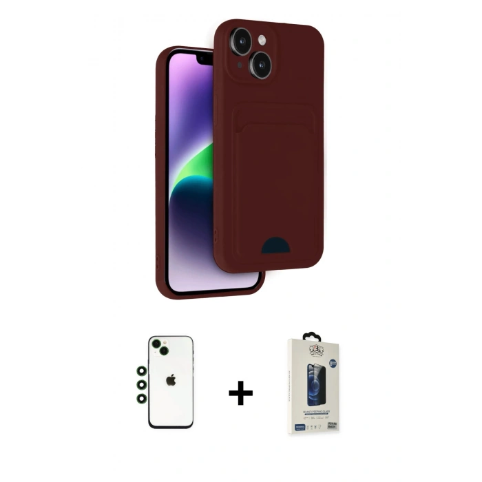 MARSİLYAN™- iPhone 14 Kılıf Vadi Çizgi Prime - Siyah Bilvis Hayalet Cam Ekran Koruyucu + Shine Kamera Lens - YL