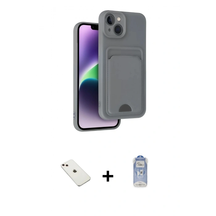 MARSİLYAN™- iPhone 14 Kılıf Vadi Çizgi Prime - Siyah Joko Magic 5D Cam + Diamond Kamera Lens - PE