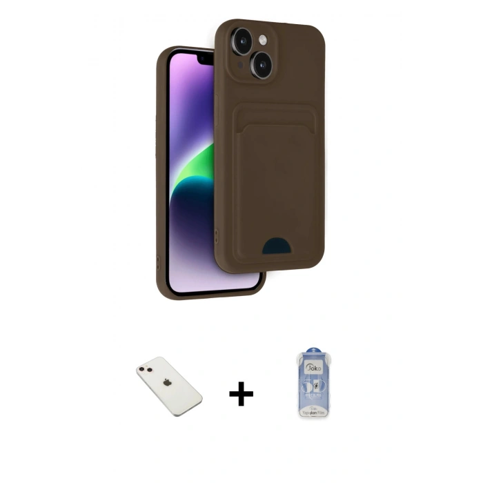 MARSİLYAN™- iPhone 14 Kılıf Vadi Çizgi Prime - Siyah Joko Magic 5D Cam + Diamond Kamera Lens - PE