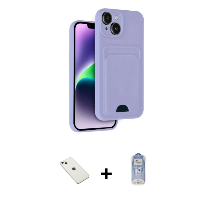 MARSİLYAN™- iPhone 14 Kılıf Vadi Çizgi Prime - Siyah Joko Magic 5D Cam + Diamond Kamera Lens - PE