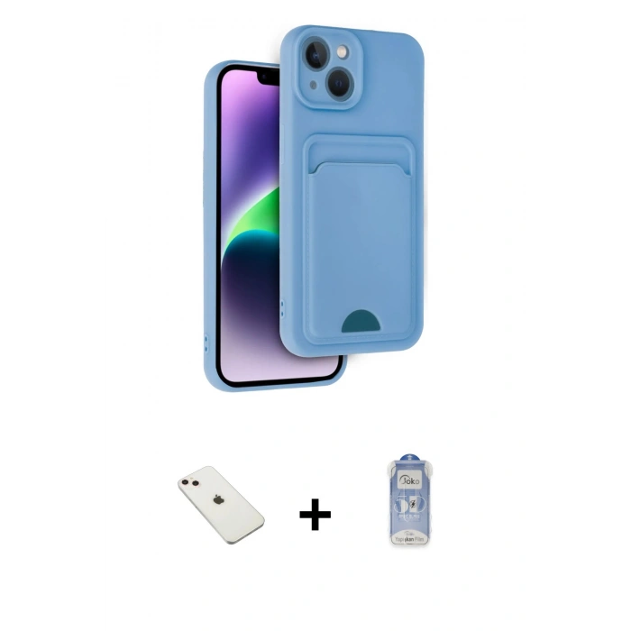 MARSİLYAN™- iPhone 14 Kılıf Vadi Çizgi Prime - Siyah Joko Magic 5D Cam + Diamond Kamera Lens - PE