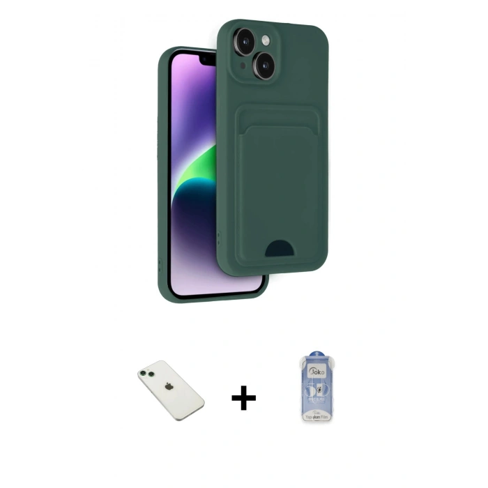 MARSİLYAN™- iPhone 14 Kılıf Vadi Çizgi Prime - Siyah Joko Magic 5D Cam + Diamond Kamera Lens - YL