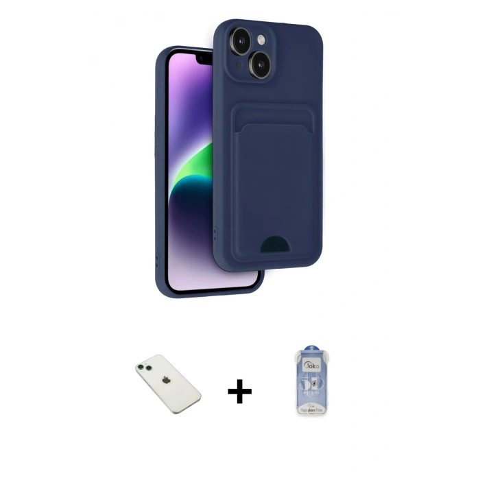 MARSİLYAN™- iPhone 14 Kılıf Vadi Çizgi Prime - Siyah Joko Magic 5D Cam + Diamond Kamera Lens - YL