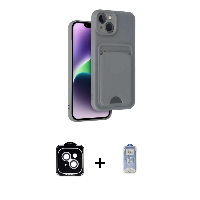 MARSİLYAN™- iPhone 14 Kılıf Vadi Çizgi Prime - Siyah Joko Magic 5D Cam + PVD Metal Kamera Lens - GS