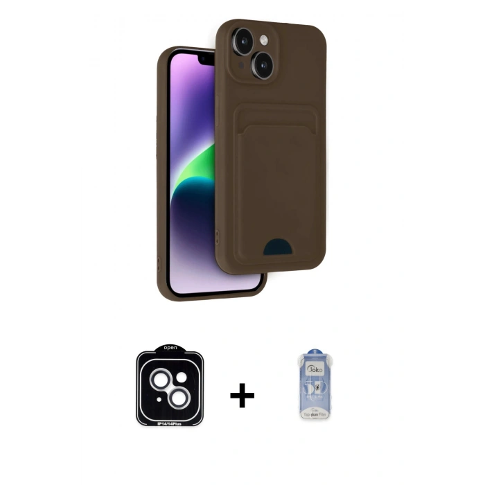 MARSİLYAN™- iPhone 14 Kılıf Vadi Çizgi Prime - Siyah Joko Magic 5D Cam + PVD Metal Kamera Lens - GS