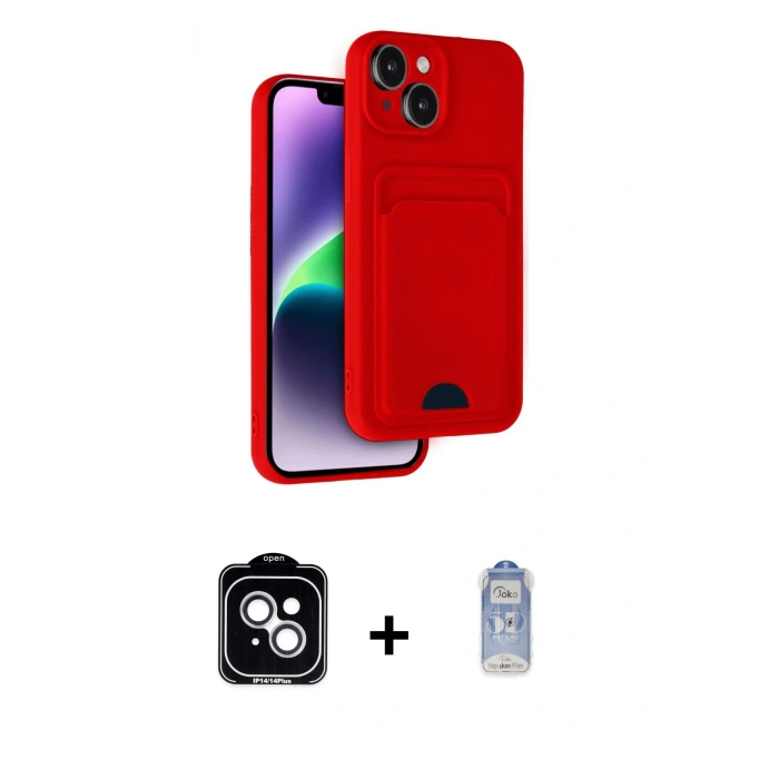 MARSİLYAN™- iPhone 14 Kılıf Vadi Çizgi Prime - Siyah Joko Magic 5D Cam + PVD Metal Kamera Lens - GS
