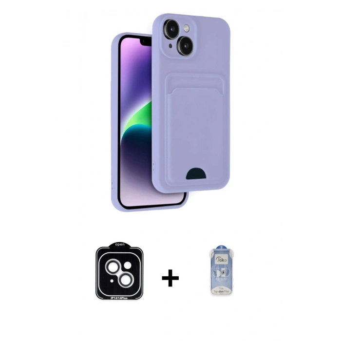 MARSİLYAN™- iPhone 14 Kılıf Vadi Çizgi Prime - Siyah Joko Magic 5D Cam + PVD Metal Kamera Lens - GS