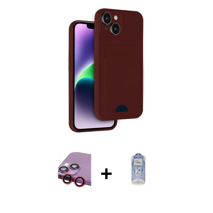 MARSİLYAN™- iPhone 14 Kılıf Vadi Çizgi Prime - Siyah Joko Magic 5D Cam + Raze Metal Kamera Lens - KI