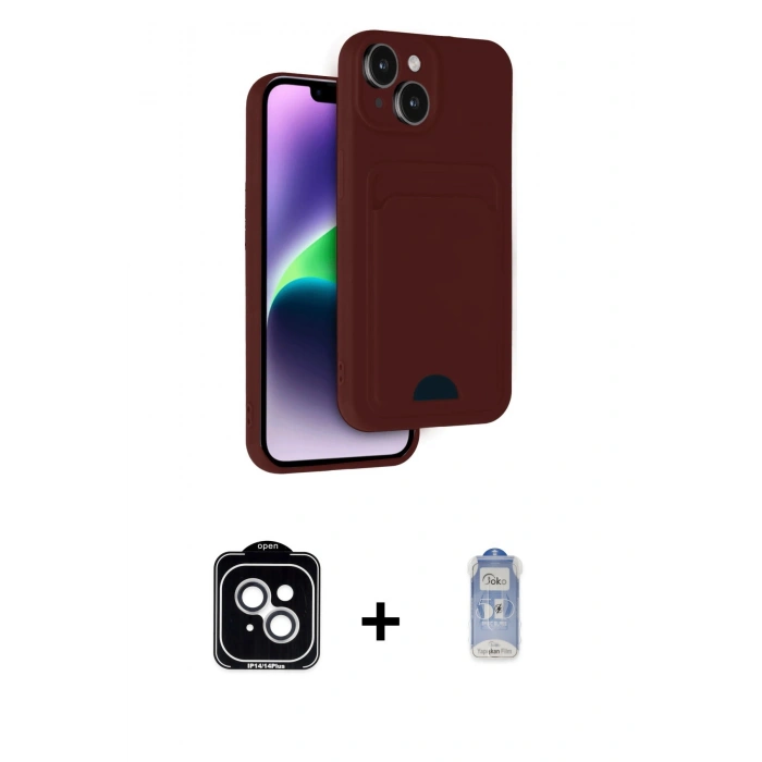 MARSİLYAN™- iPhone 14 Kılıf Vadi Çizgi Prime - Siyah Joko Magic 5D Cam + PVD Metal Kamera Lens - GS