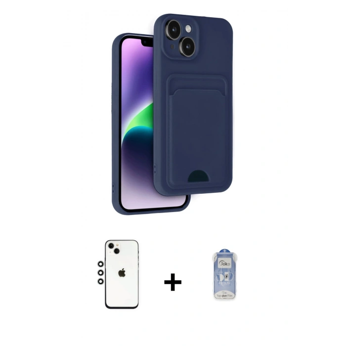 MARSİLYAN™- iPhone 14 Kılıf Vadi Çizgi Prime - Siyah Joko Magic 5D Cam + Shine Kamera Lens - GS