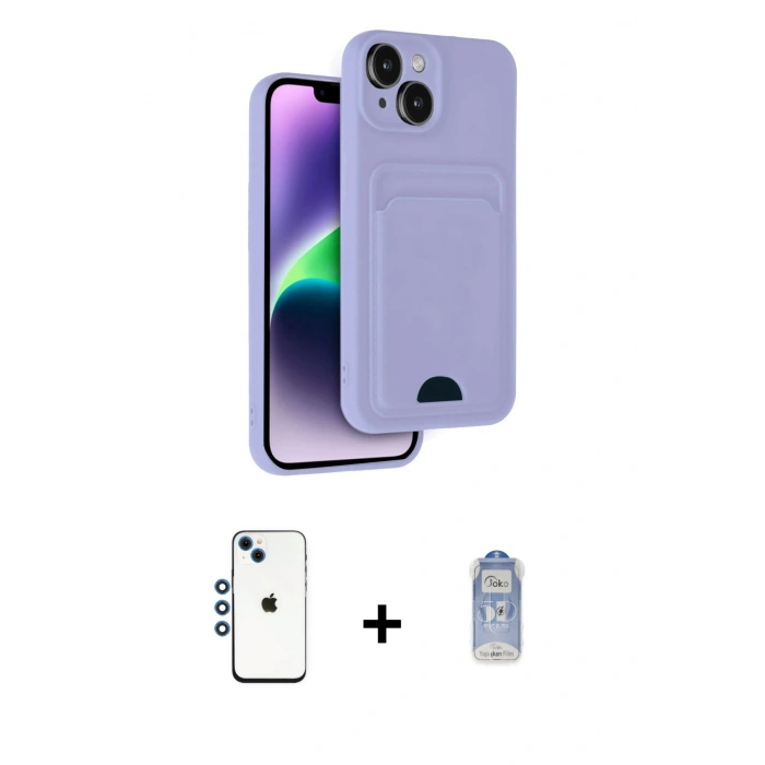 MARSİLYAN™- iPhone 14 Kılıf Vadi Çizgi Prime - Siyah Joko Magic 5D Cam + Shine Kamera Lens - MI