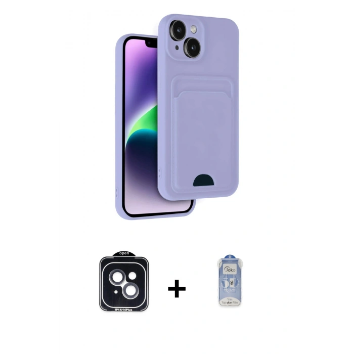 MARSİLYAN™- iPhone 14 Kılıf Vadi Çizgi Prime - Siyah Joko Magic 5D Cam + PVD Metal Kamera Lens - SH