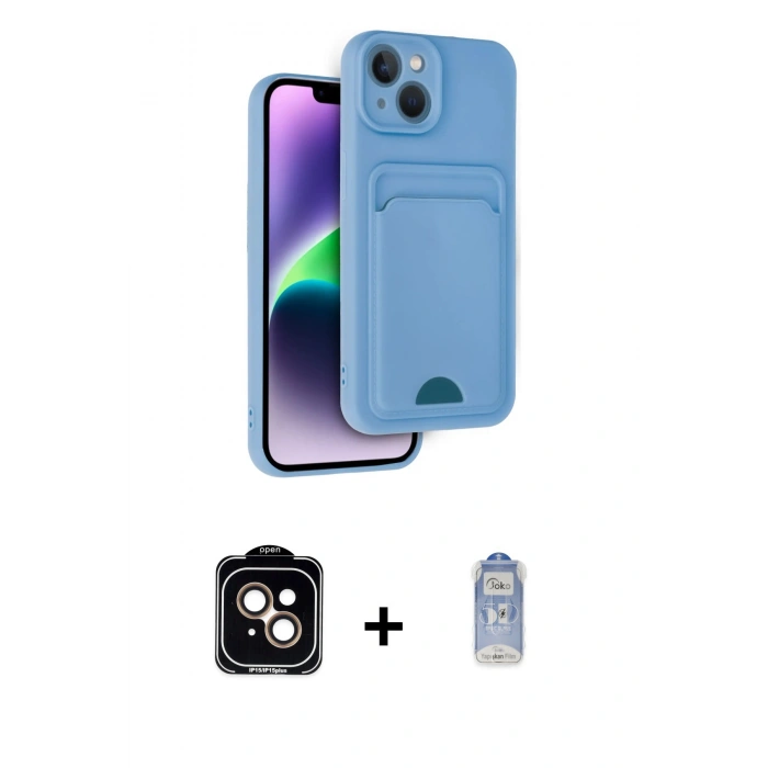 MARSİLYAN™- iPhone 14 Kılıf Vadi Çizgi Prime - Siyah Joko Magic 5D Cam + PVD Metal Kamera Lens - TU