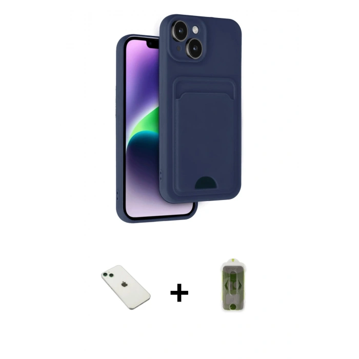 MARSİLYAN™- iPhone 14 Kılıf Vadi Çizgi Prime - Siyah Joko Magic 5D Hayalet Cam + Diamond Kamera Lens - YL