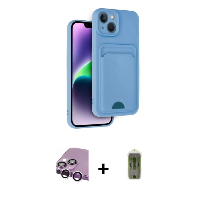 MARSİLYAN™- iPhone 14 Kılıf Vadi Çizgi Prime - Siyah Joko Magic 5D Hayalet Cam + Raze Metal Kamera Lens - MR