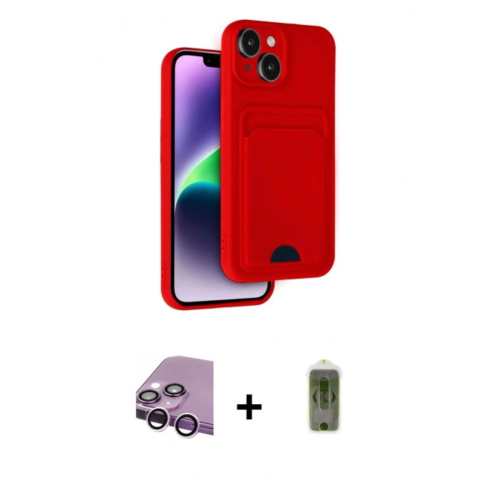 MARSİLYAN™- iPhone 14 Kılıf Vadi Çizgi Prime - Siyah Joko Magic 5D Hayalet Cam + Raze Metal Kamera Lens - MR