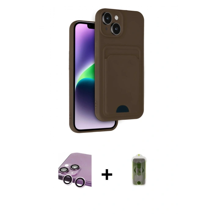 MARSİLYAN™- iPhone 14 Kılıf Vadi Çizgi Prime - Siyah Joko Magic 5D Hayalet Cam + Raze Metal Kamera Lens - MR