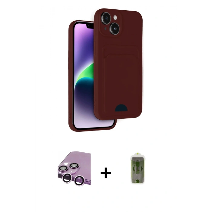 MARSİLYAN™- iPhone 14 Kılıf Vadi Çizgi Prime - Siyah Joko Magic 5D Hayalet Cam + Raze Metal Kamera Lens - MR