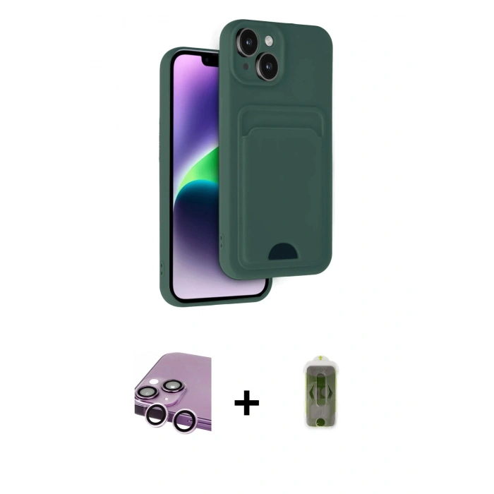 MARSİLYAN™- iPhone 14 Kılıf Vadi Çizgi Prime - Siyah Joko Magic 5D Hayalet Cam + Raze Metal Kamera Lens - MR