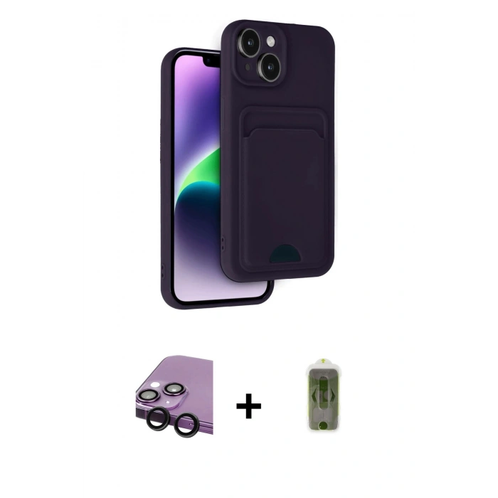 MARSİLYAN™- iPhone 14 Kılıf Vadi Çizgi Prime - Siyah Joko Magic 5D Hayalet Cam + Raze Metal Kamera Lens - SH