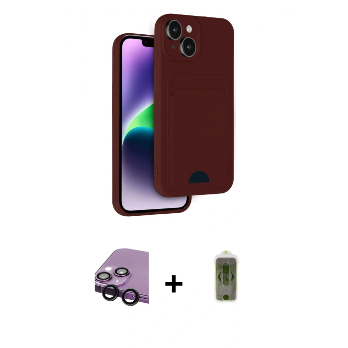 MARSİLYAN™- iPhone 14 Kılıf Vadi Çizgi Prime - Siyah Joko Magic 5D Hayalet Cam + Raze Metal Kamera Lens - SH