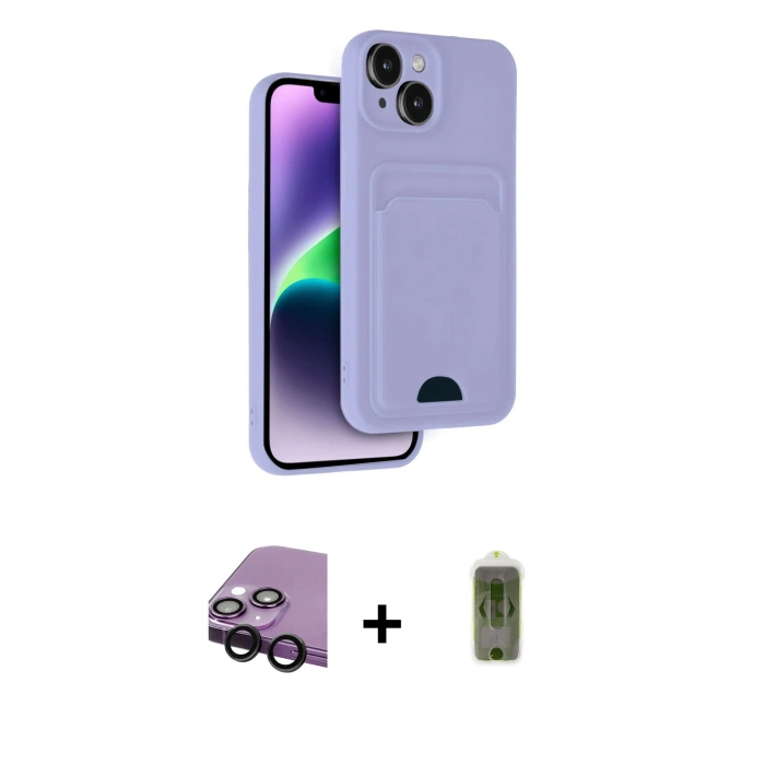 MARSİLYAN™- iPhone 14 Kılıf Vadi Çizgi Prime - Siyah Joko Magic 5D Hayalet Cam + Raze Metal Kamera Lens - SH