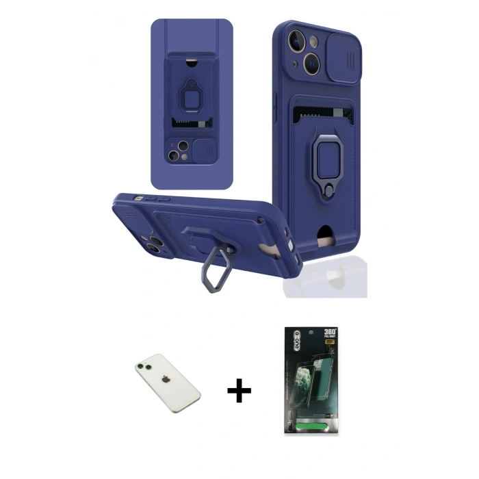MARSİLYAN™- iPhone 14 Kılıf Vadi Form Prime - Şeffaf 360 Full Body Arka Koruyucu + Diamond Kamera Lens - YL
