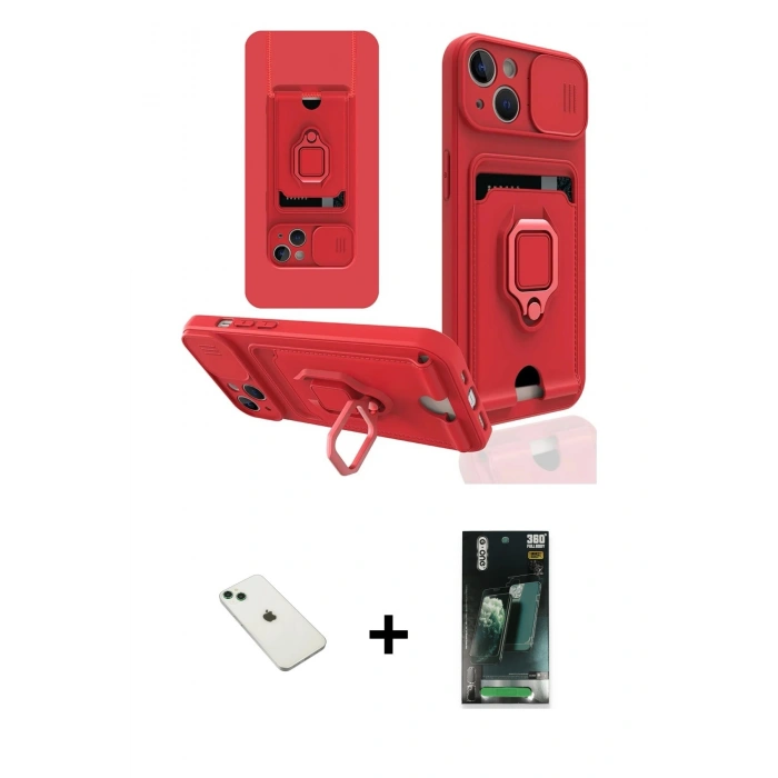 MARSİLYAN™- iPhone 14 Kılıf Vadi Form Prime - Şeffaf 360 Full Body Arka Koruyucu + Diamond Kamera Lens - YL