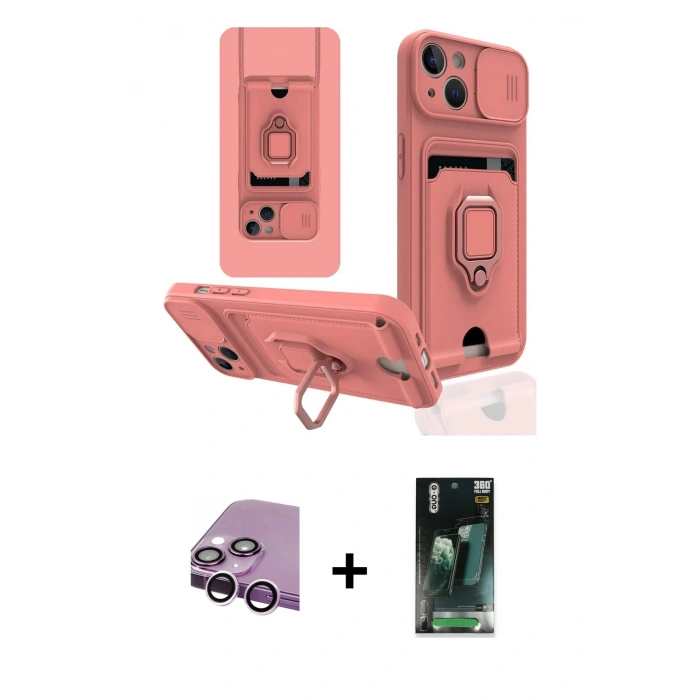 MARSİLYAN™- iPhone 14 Kılıf Vadi Form Prime - Şeffaf 360 Full Body Arka Koruyucu + Raze Metal Kamera Lens - MR