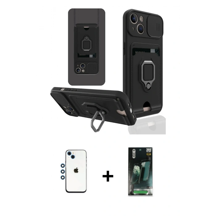 MARSİLYAN™- iPhone 14 Kılıf Vadi Form Prime - Şeffaf 360 Full Body Arka Koruyucu + Shine Kamera Lens - MI