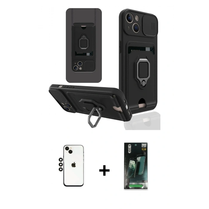 MARSİLYAN™- iPhone 14 Kılıf Vadi Form Prime - Şeffaf 360 Full Body Arka Koruyucu + Shine Kamera Lens - SH