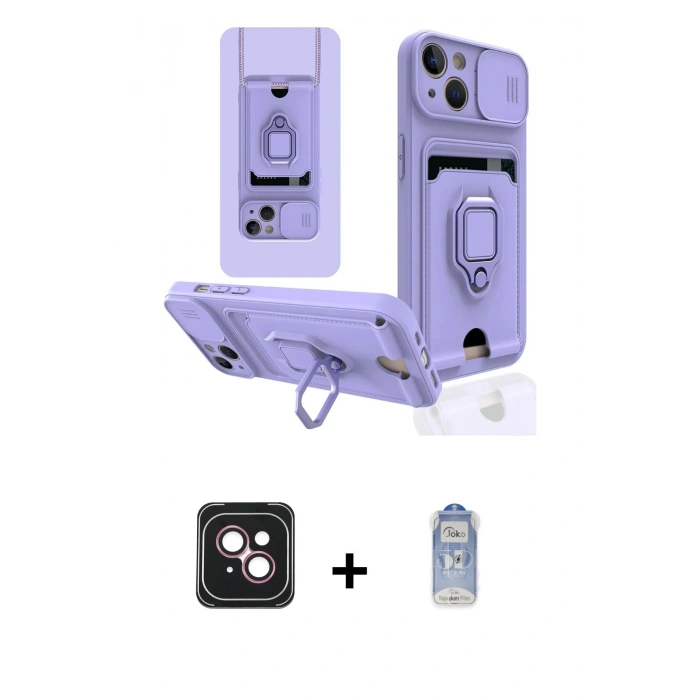 MARSİLYAN™- iPhone 14 Kılıf Vadi Form Prime - Siyah Joko Magic 5D Cam + PVD Metal Kamera Lens - PE