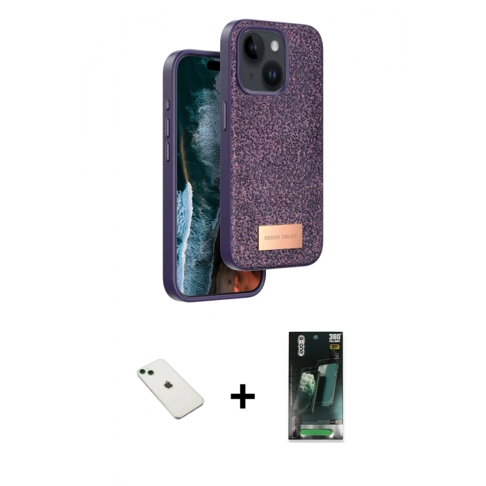 MARSİLYAN™- iPhone 14 Kılıf Vadi Klasik Serisi - Şeffaf 360 Full Body Arka Koruyucu + Diamond Kamera Lens - YL