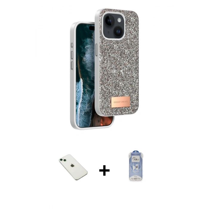 MARSİLYAN™- iPhone 14 Kılıf Vadi Klasik Serisi - Siyah Joko Magic 5D Cam + Diamond Kamera Lens - YL