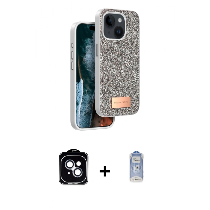 MARSİLYAN™- iPhone 14 Kılıf Vadi Klasik Serisi - Siyah Joko Magic 5D Cam + PVD Metal Kamera Lens - MI