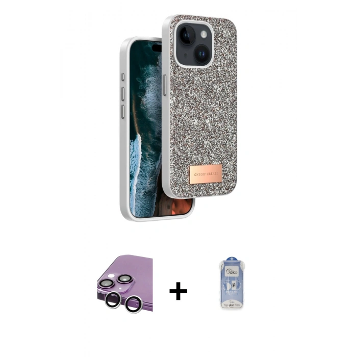MARSİLYAN™- iPhone 14 Kılıf Vadi Klasik Serisi - Siyah Joko Magic 5D Cam + Raze Metal Kamera Lens - GS