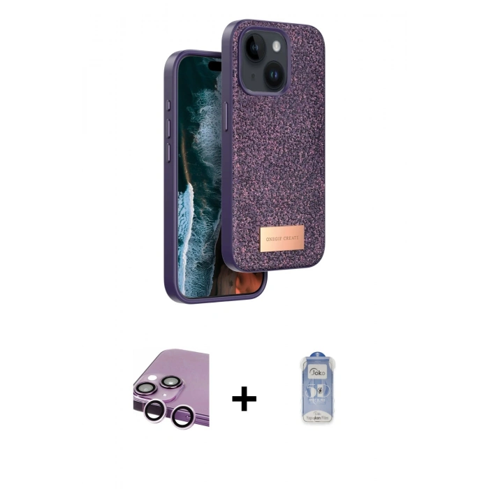 MARSİLYAN™- iPhone 14 Kılıf Vadi Klasik Serisi - Siyah Joko Magic 5D Cam + Raze Metal Kamera Lens - MR