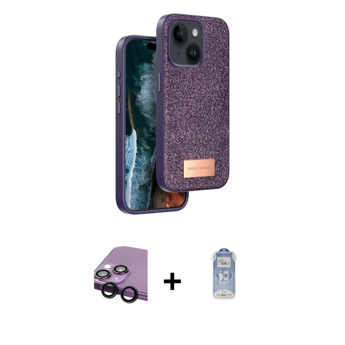 MARSİLYAN™- iPhone 14 Kılıf Vadi Klasik Serisi - Siyah Joko Magic 5D Cam + Raze Metal Kamera Lens - SH
