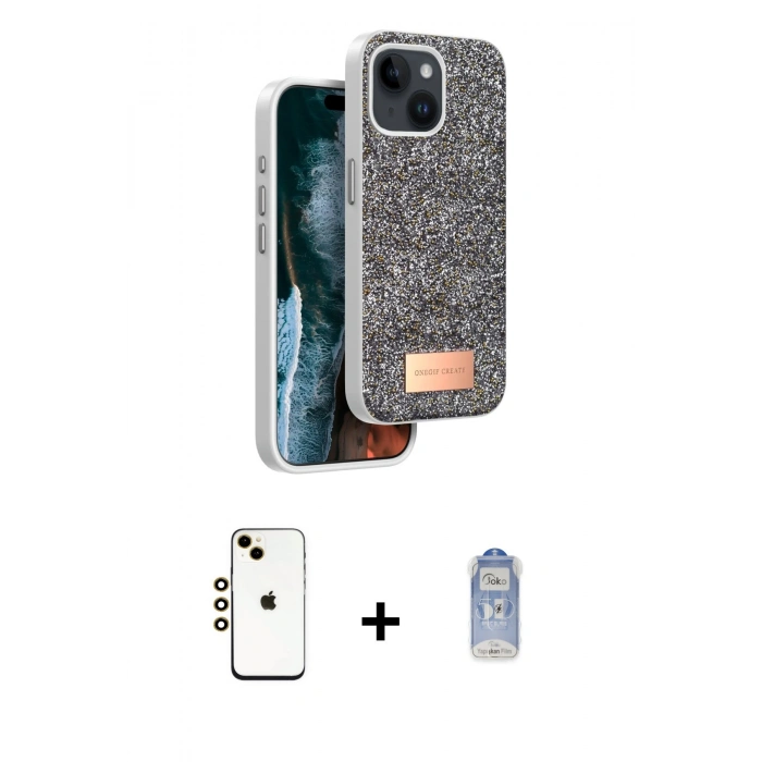 MARSİLYAN™- iPhone 14 Kılıf Vadi Klasik Serisi - Siyah Joko Magic 5D Cam + Shine Kamera Lens - GD