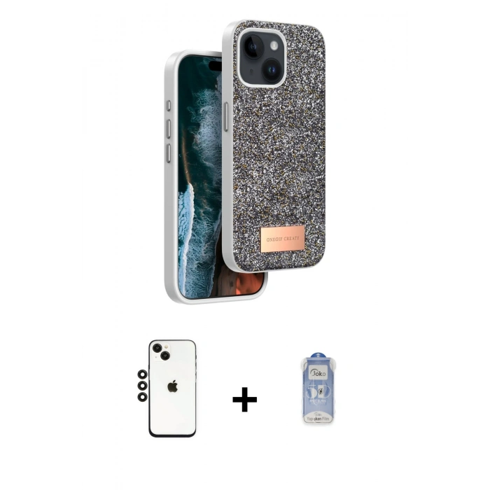 MARSİLYAN™- iPhone 14 Kılıf Vadi Klasik Serisi - Siyah Joko Magic 5D Cam + Shine Kamera Lens - SH