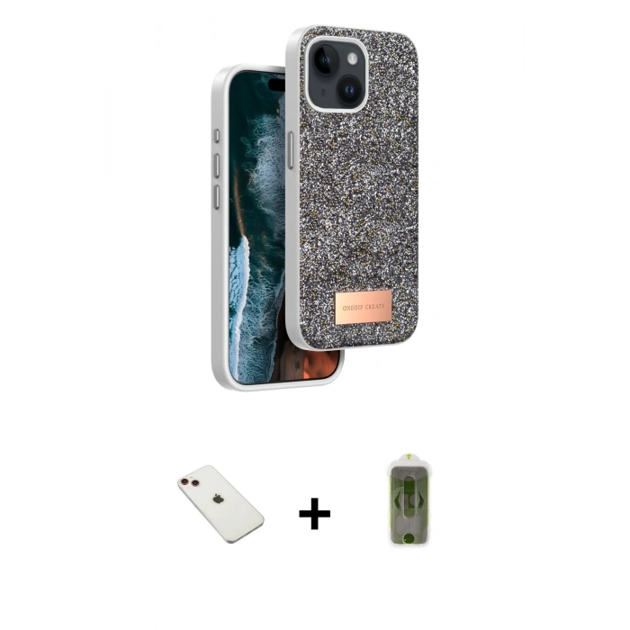 MARSİLYAN™- iPhone 14 Kılıf Vadi Klasik Serisi - Siyah Joko Magic 5D Hayalet Cam + Diamond Kamera Lens - KI