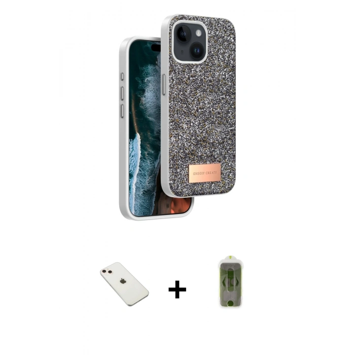 MARSİLYAN™- iPhone 14 Kılıf Vadi Klasik Serisi - Siyah Joko Magic 5D Hayalet Cam + Diamond Kamera Lens - PE