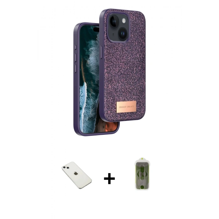 MARSİLYAN™- iPhone 14 Kılıf Vadi Klasik Serisi - Siyah Joko Magic 5D Hayalet Cam + Diamond Kamera Lens - SABE