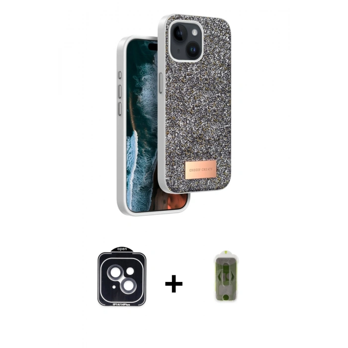 MARSİLYAN™- iPhone 14 Kılıf Vadi Klasik Serisi - Siyah Joko Magic 5D Hayalet Cam + PVD Metal Kamera Lens - SH