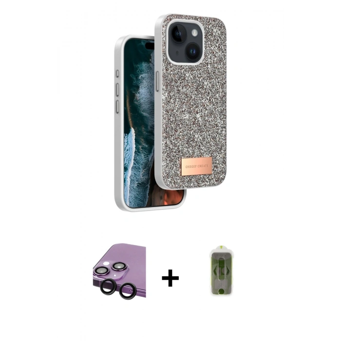 MARSİLYAN™- iPhone 14 Kılıf Vadi Klasik Serisi - Siyah Joko Magic 5D Hayalet Cam + Raze Metal Kamera Lens - SH